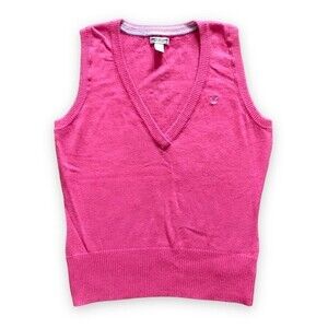 American Eagle Pink V-Neck Sweater Vest Preppy Academia Size Medium